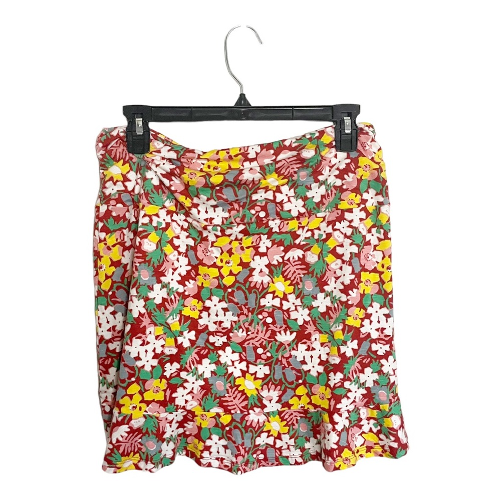 Toad & Co Skirt Chaka Ruffle Skirt in Brick Garden Print Size Large Red NWT - Picture 4 of 6